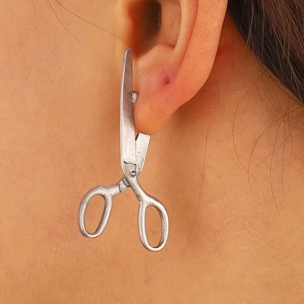 Silver Scissor Earrings #2359